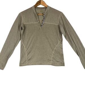 Mountain Hard Wear Base Layer Henley Womens Small Snap Neck Tan Lightweight